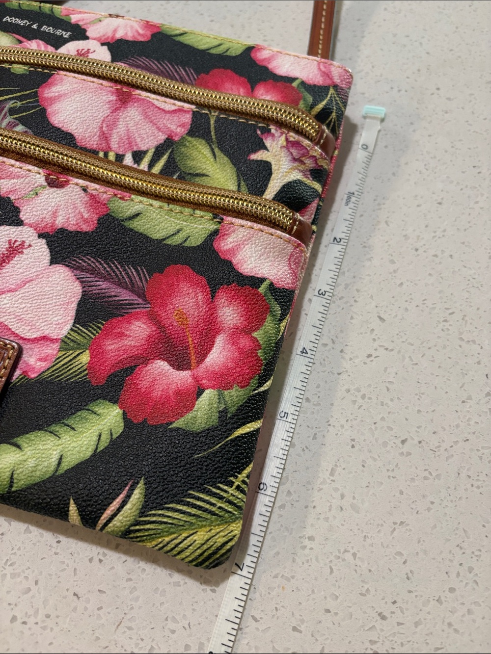 Dooney & Bourke Black Crossbody with Pink Floral Hibiscus Print - Picture 12 of 12